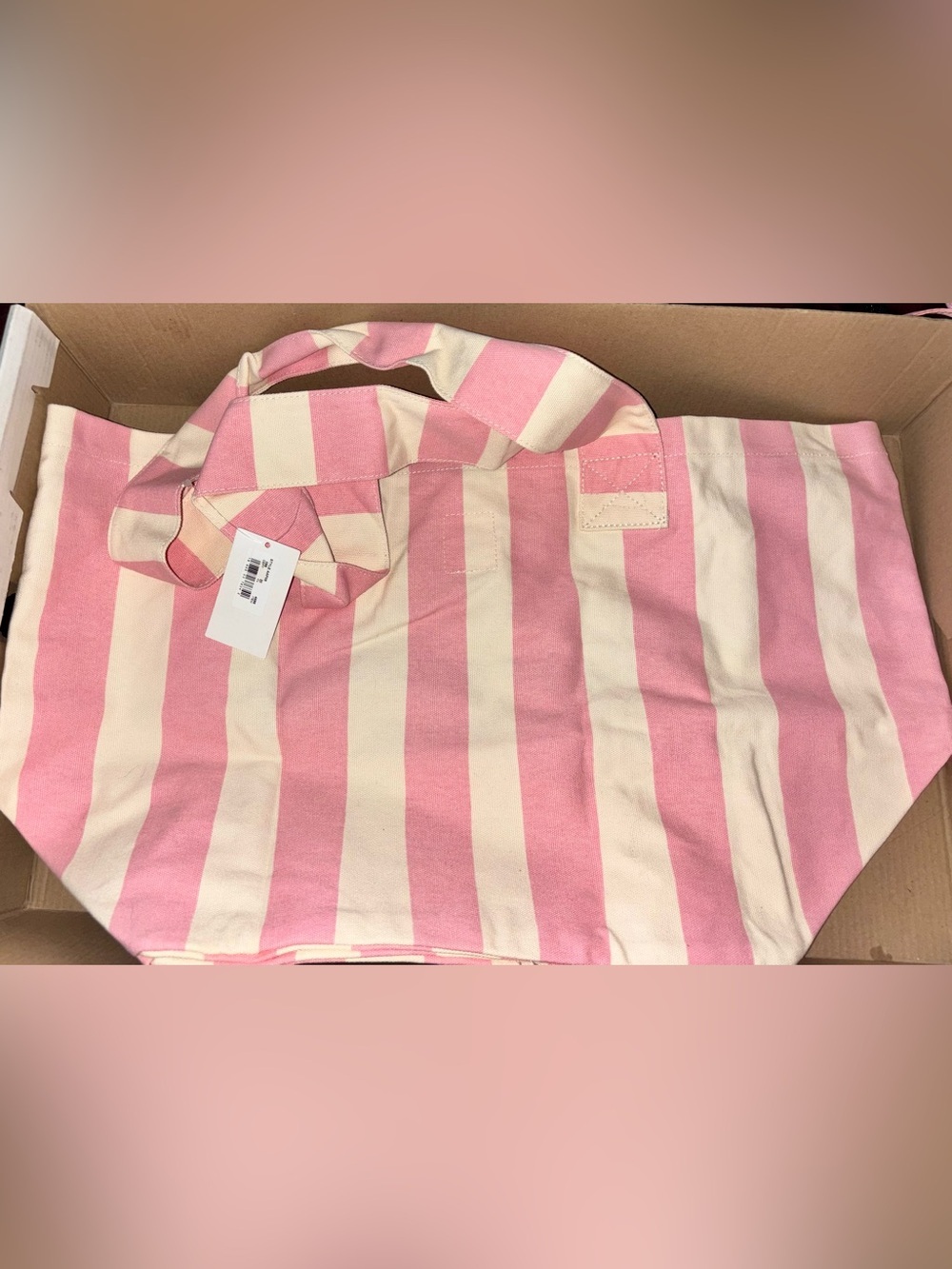 NWT Frasier Sterling Sport Pink & Cream Cotton Canvas Tote Bag HUGE - Picture 10 of 14